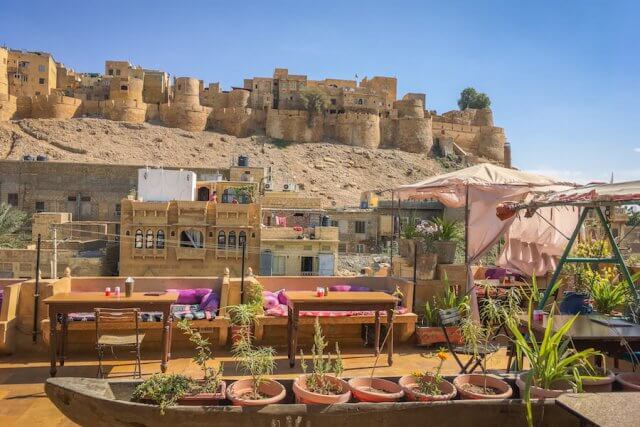 Rajasthan Rundreise Jaisalmer Hotel Shahi Palace Dachterrasse