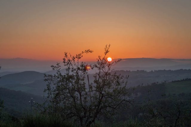 Toskana Italien Pomarance Agriturismo Sonnenuntergang