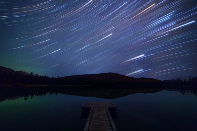 De sterren van de de winterhemel van het Jasper Nationale Park