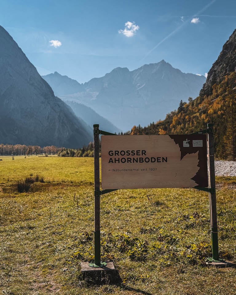 Grosser Ahornboden Karwendel Schild
