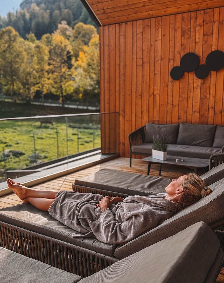 Hotel Post Hinterriss Wellness Balkon Liege